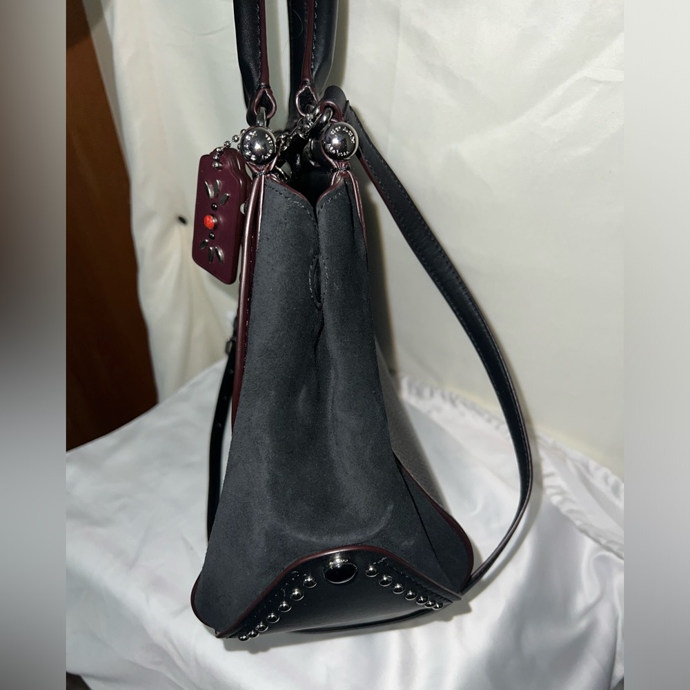 Coach Drifter Grace Pebbled & Suede Leather Studded Framed Satchel NWOT HTF RARE - Picture 6 of 16